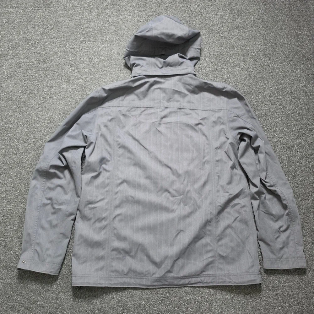 REI Hooded Field Jacket Gray Mens Large Herringbone Utility Full Zip 883814